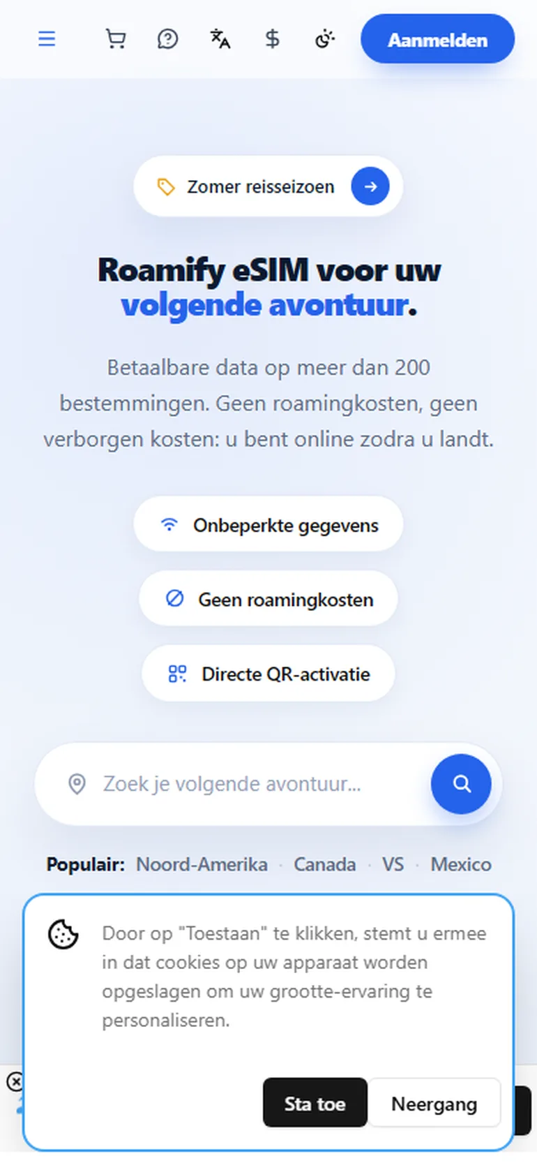 Roamify avis mobiele weergave