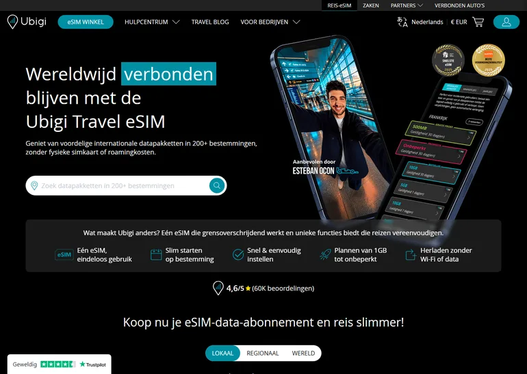 Ubigi eSIM review pagina overzicht
