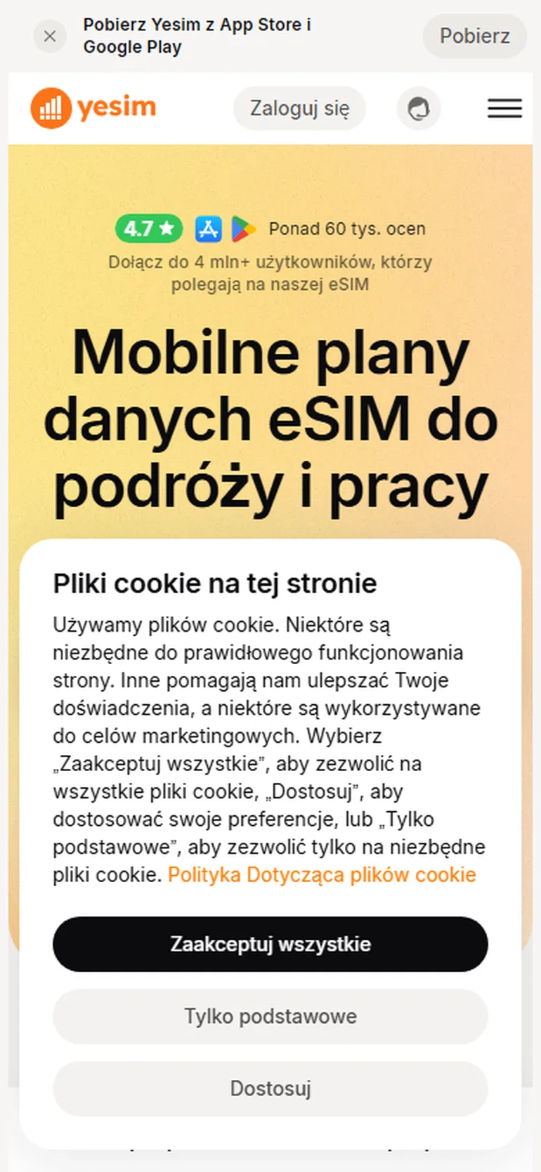 Yesim avis mobiele weergave